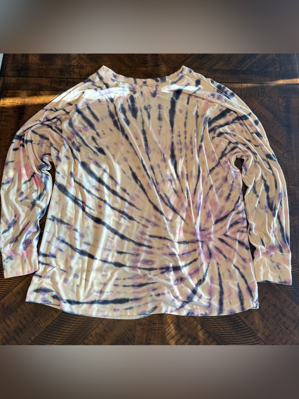 torrid Tie-Dye Long Sleeve Top - Purple, Black on Cream